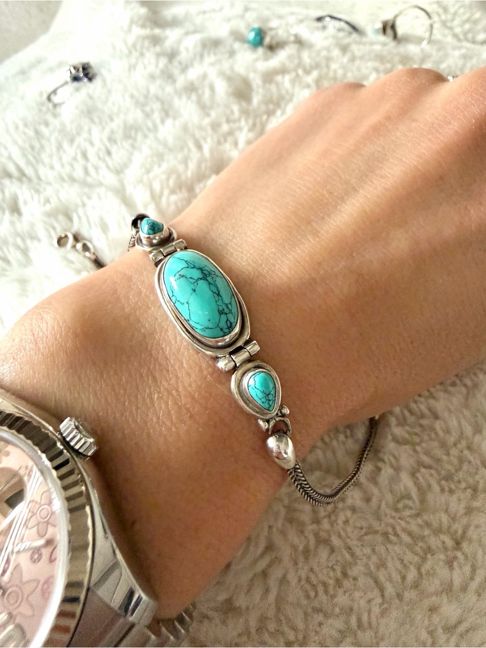 Turquoise Stone 925 Silver Bracelet for Women